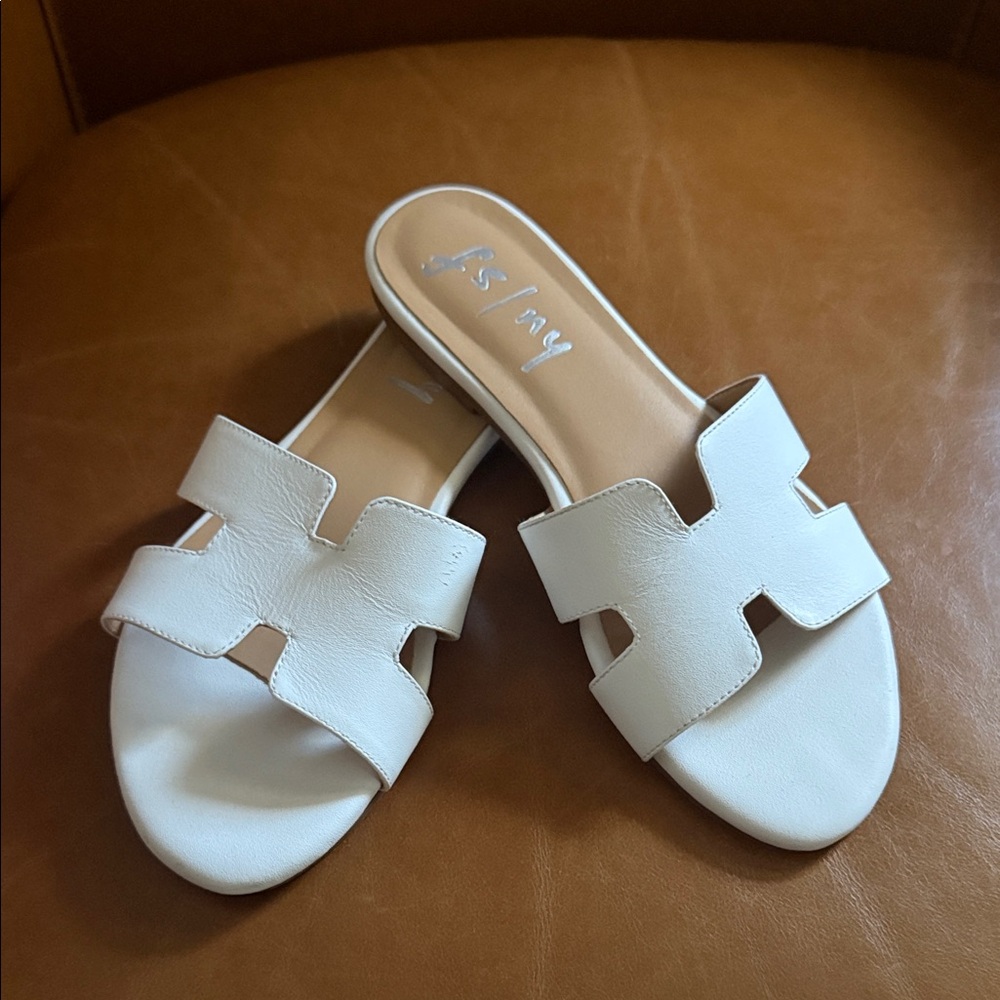 FSNY French Sole white slides sandals size 6 1/2 Slide Sandals